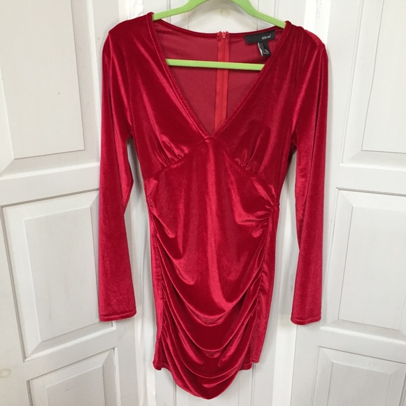SBetro Dresses & Skirts - SBetro Red Velvet Dress w/ Ruched Sides